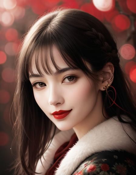 Detailed Portrait of a Smiling Woman with Piercing Eyes