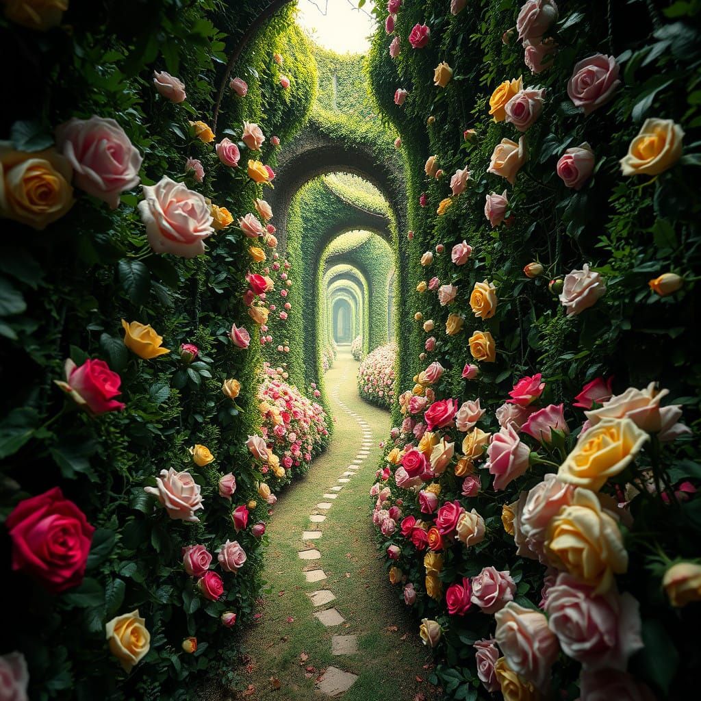 Inside a Garden Labyrinth