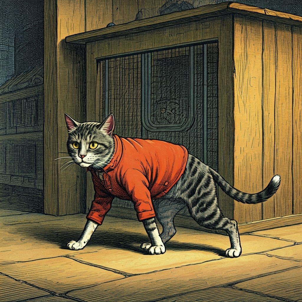 Cat in Dog Costume, Tenniel Illustration Style