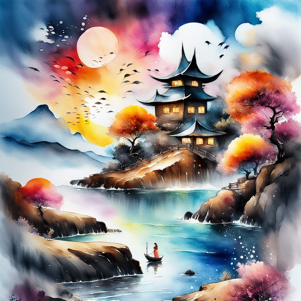 Airbrushed Watercolor Abstract with Liquid Effects