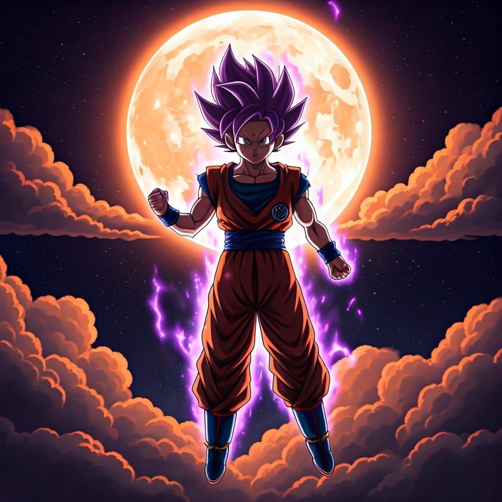 Joyful Saiyan Warrior Powers Up in Anime Style