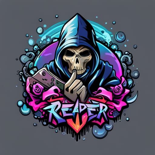 Futuristic Gamer Logo: TooTruReaper in Graffiti Art