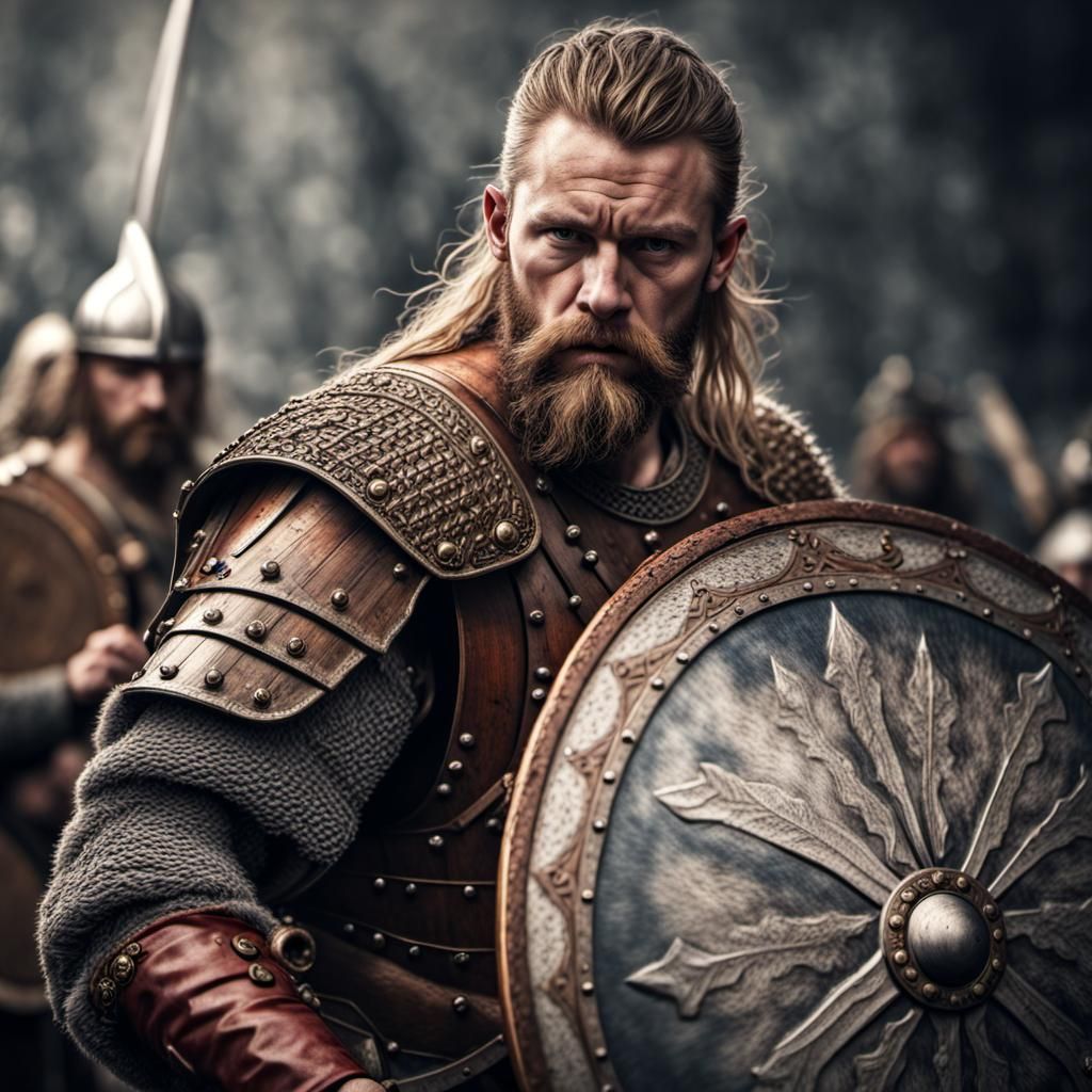 Viking Warrior with Sword and Shield in HDR