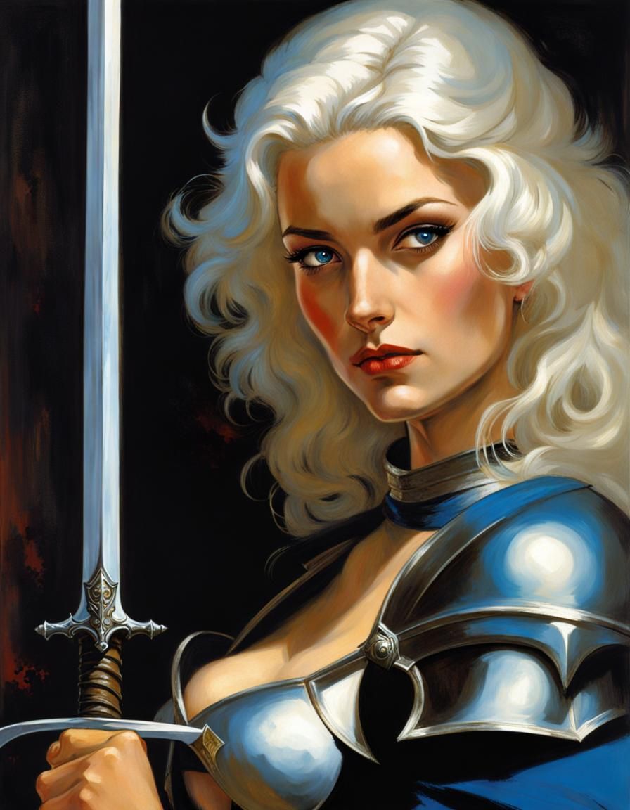 Female Knight-Princess Portrait in Dark Fantasy Style