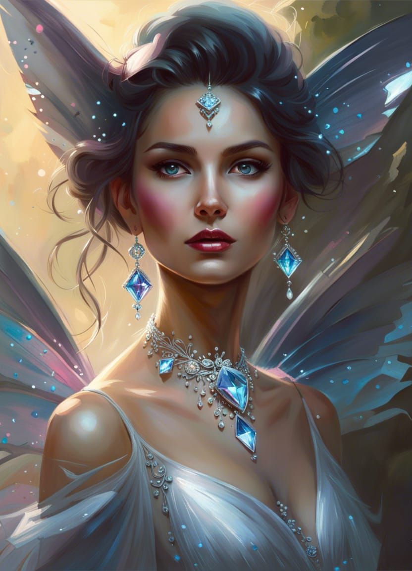 Captivating Diamond Fairy Portrait in Photorealistic Style