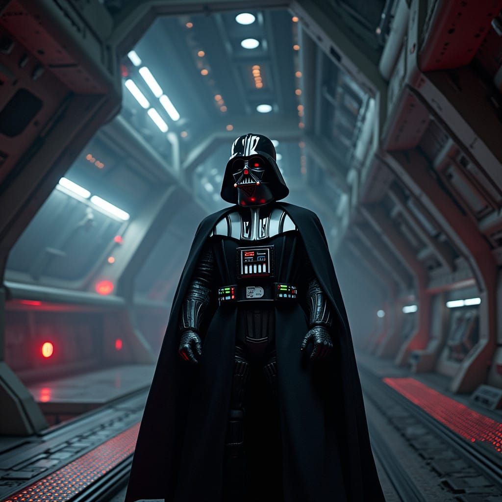 Surreal Darth Vader in Cinematic Space Station Scene