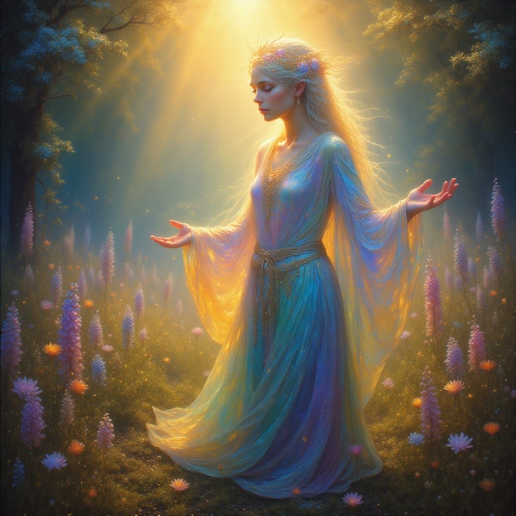 Slavic Spirits Dance in Sunlit Meadow