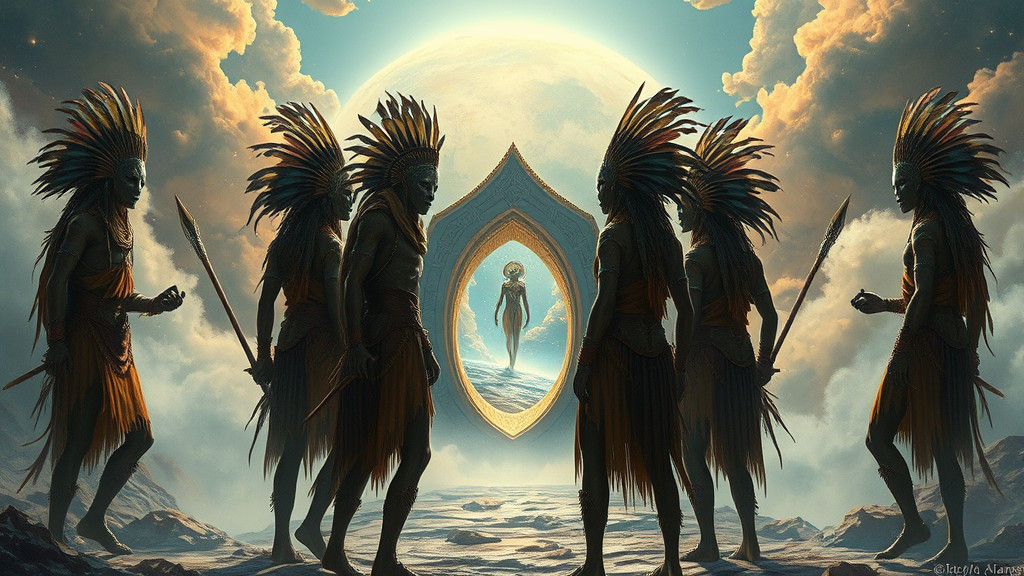 Alien Warriors Gather at Ethereal Portal