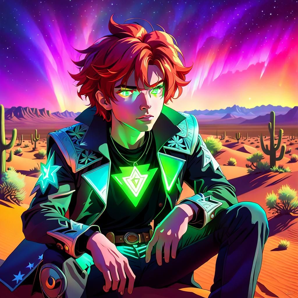 Astral Cowboy in a Psychedelic Desert Twilight
