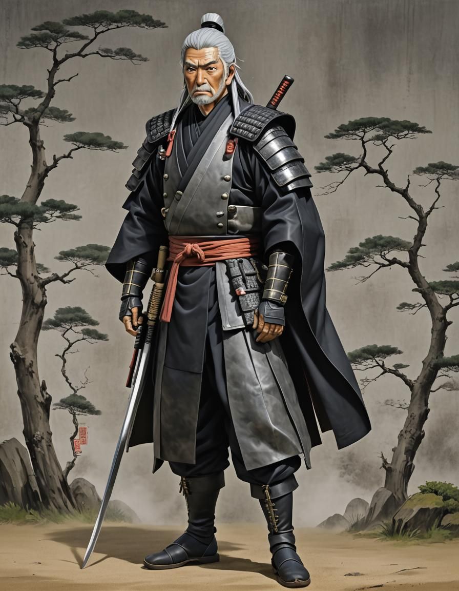 Hiruzen Sarutobi: Hyperrealistic Samurai Portrait