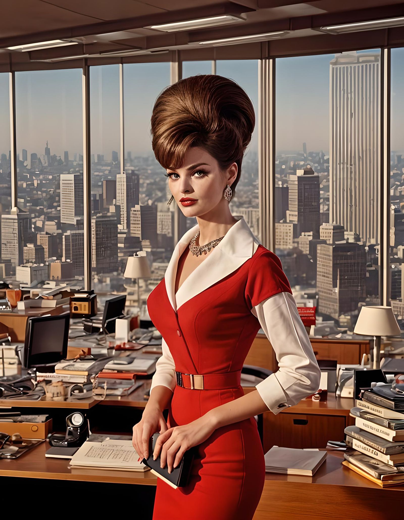 1960s Mod Secretary with Bouffant Hairstyle