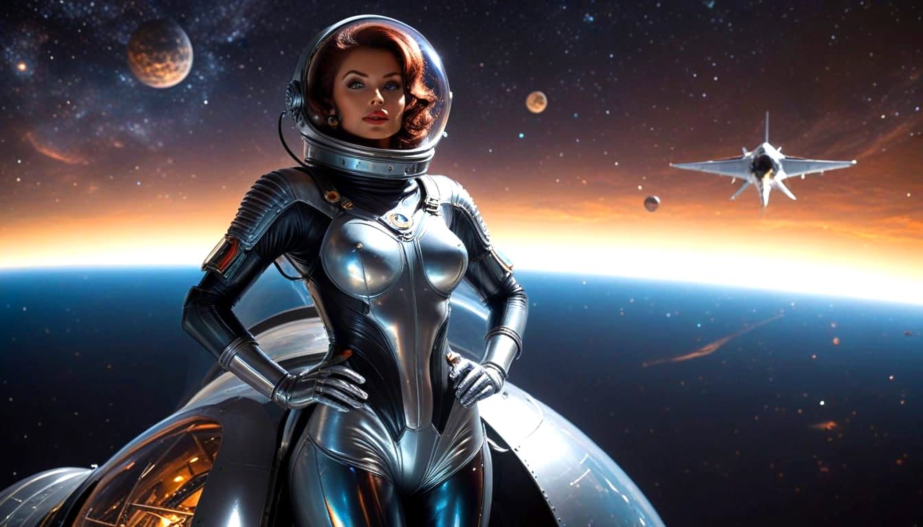 Retro Sci-Fi Space Girl in Vargas Style