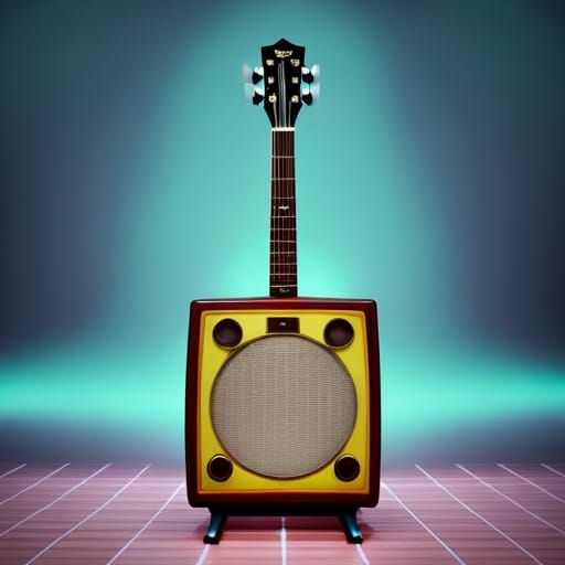 Surreal Retro Television Octopus Shark Guitar Amp