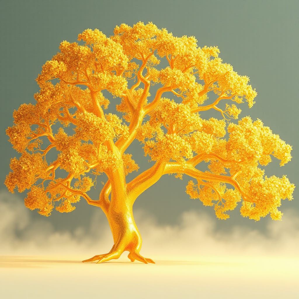 Golden Tree Archway in Ethereal Radiance