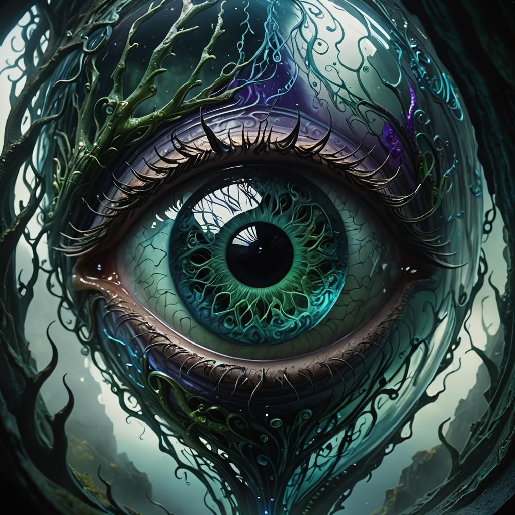 Eerie Glass 'A' Shape in Dark Fantasy Digital Art