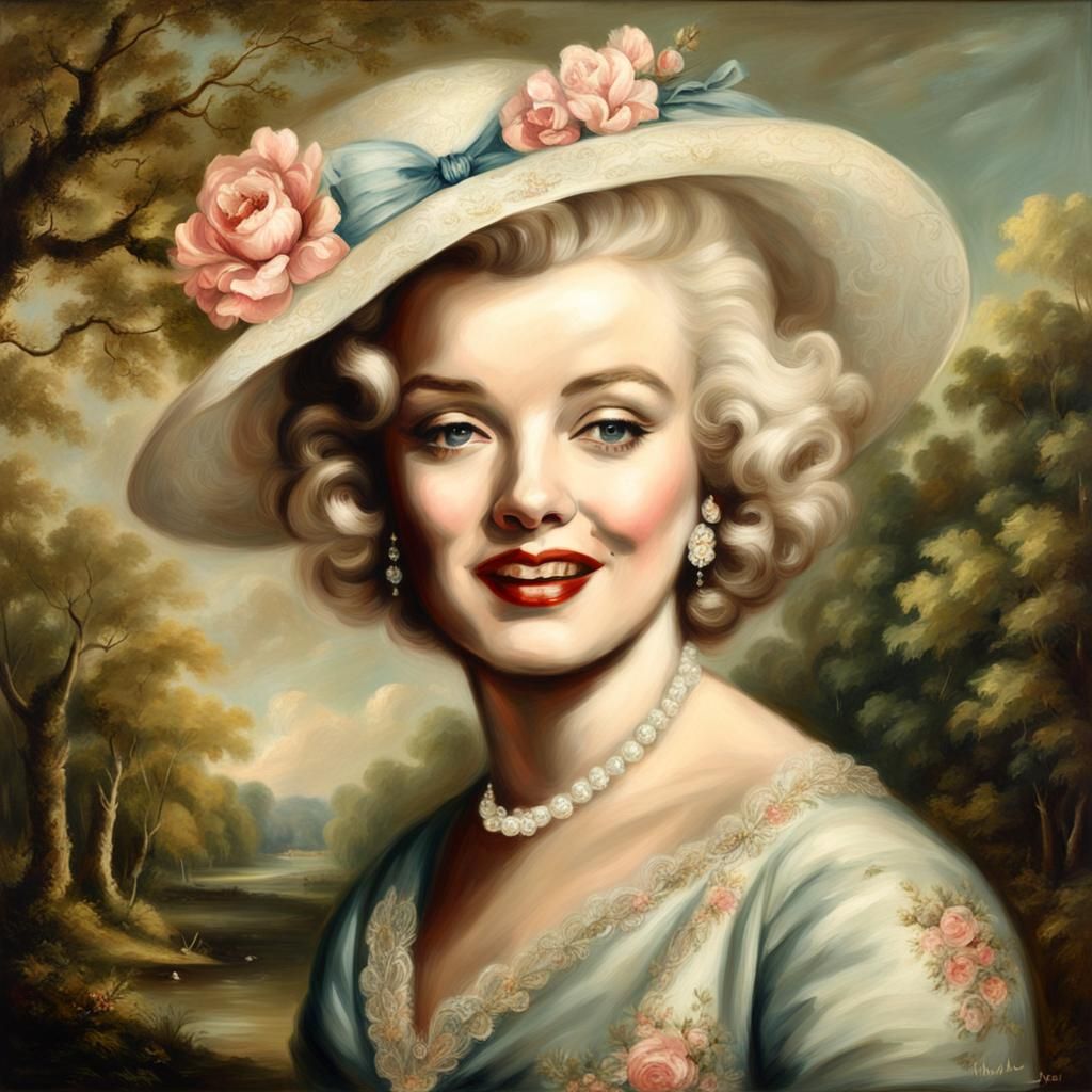 Marilyn Monroe Portrait in Gainsborough Style
