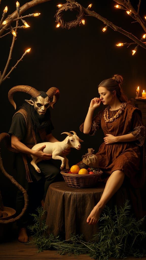 Obese Demon on Throne with Sacrificial Offering