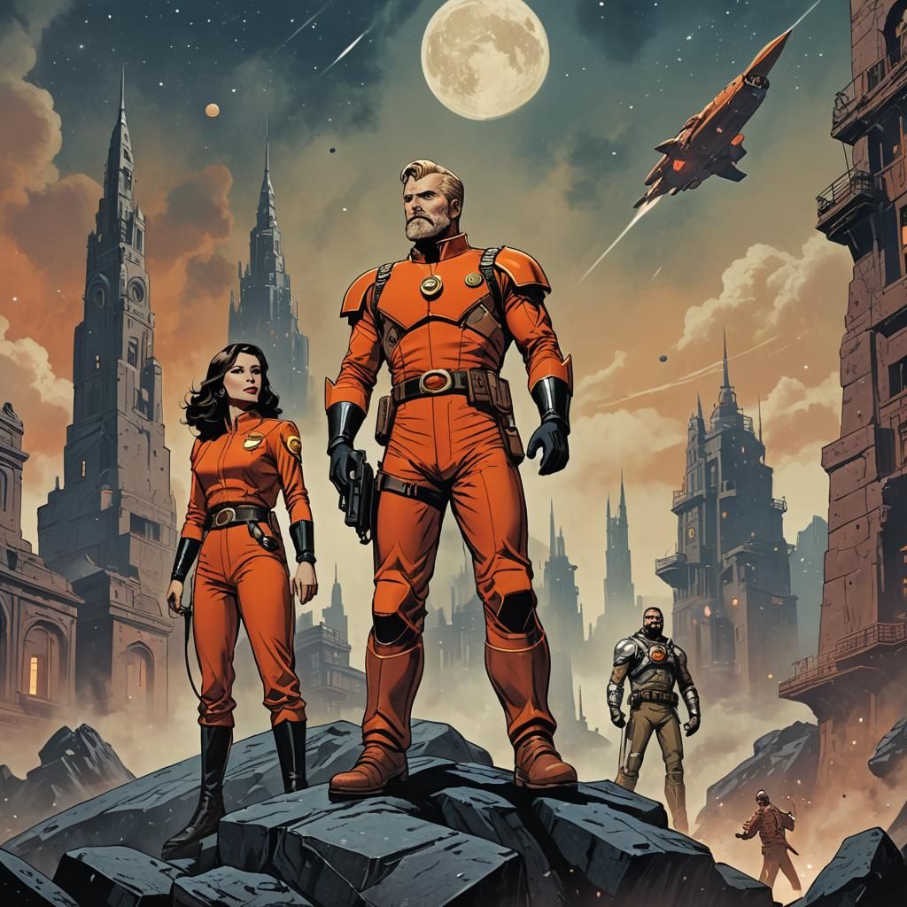 sci-fi comic. Flash Gordon and His Friends on Mongo