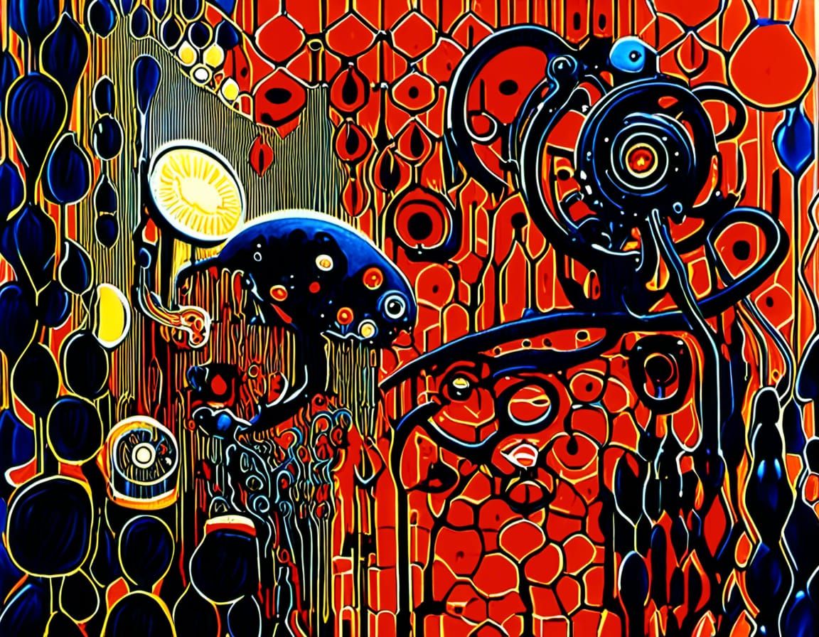 Alien Clockwork Machines in Expressionist Oil Painting