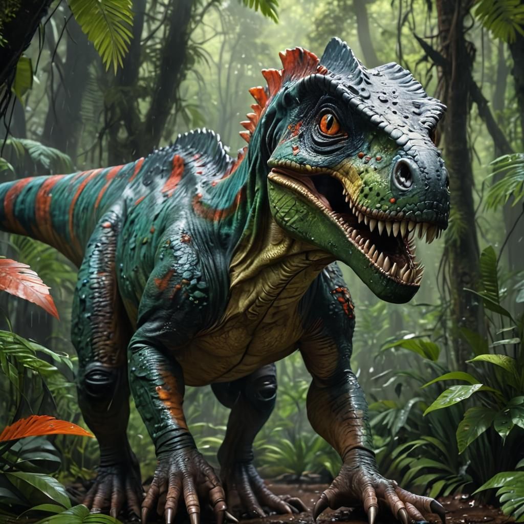 Sleek Raptor Emerges from Rainforest Fog