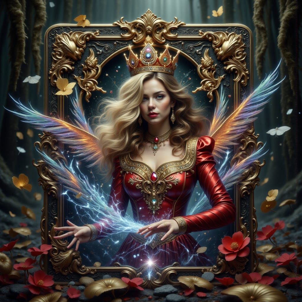 Queen of Clubs Stepping Out of Playing Card