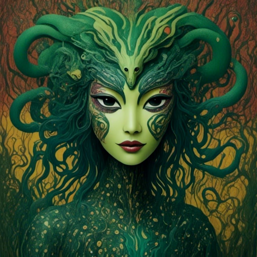Medusa Portrait in Macabre Surrealism