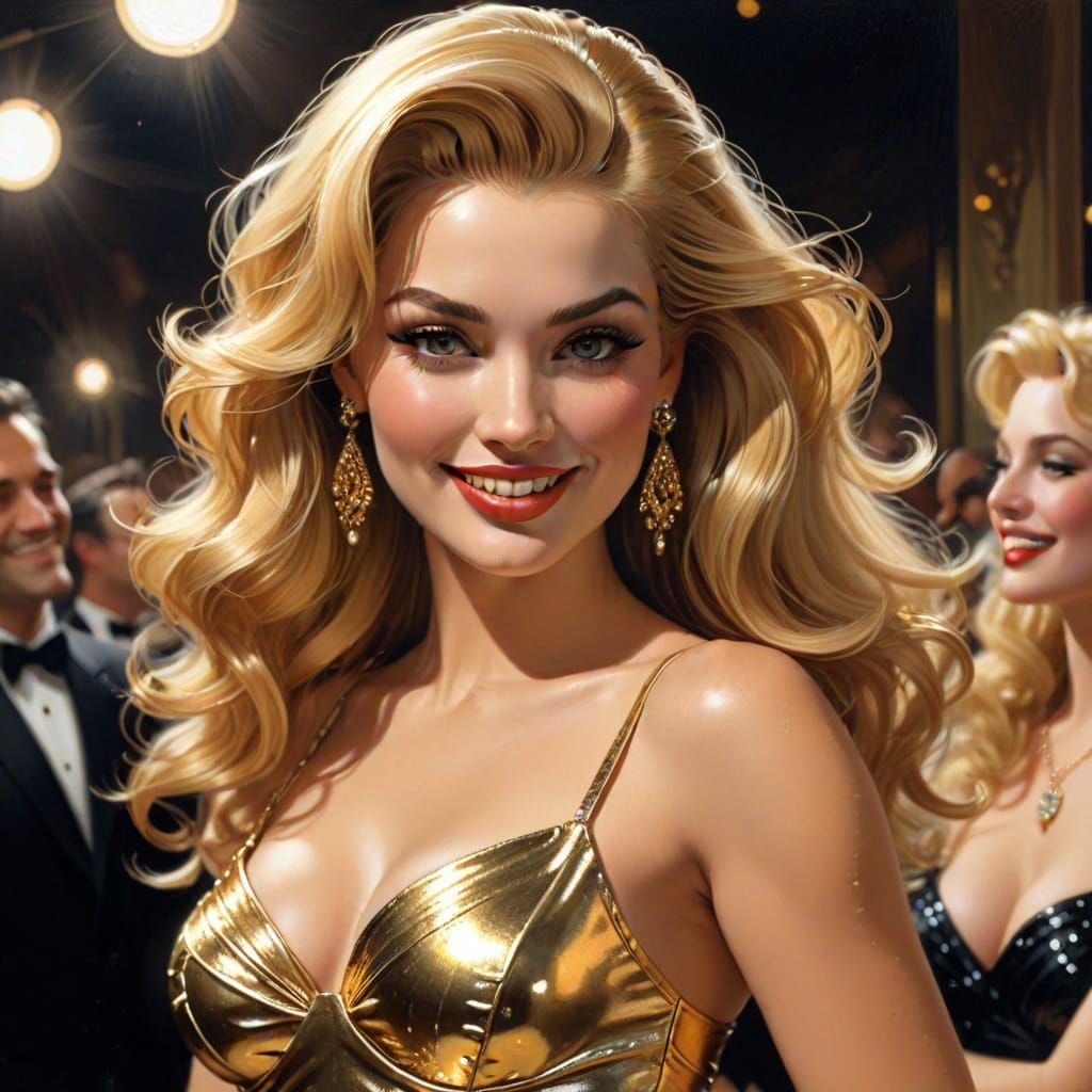 Golden Seductress in Frank Frazetta Style