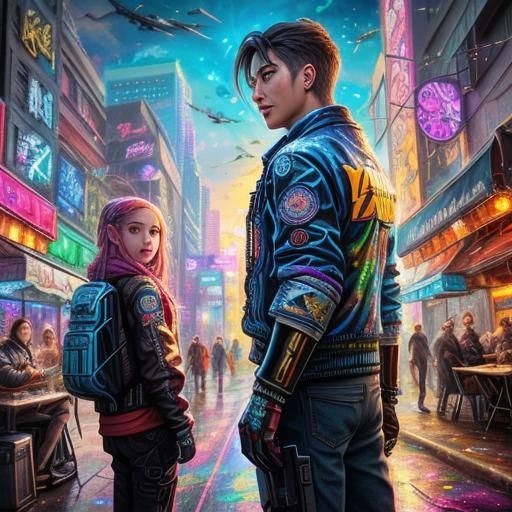 Cyberpunk Food Truck Wonderland in Sci-Fi Style