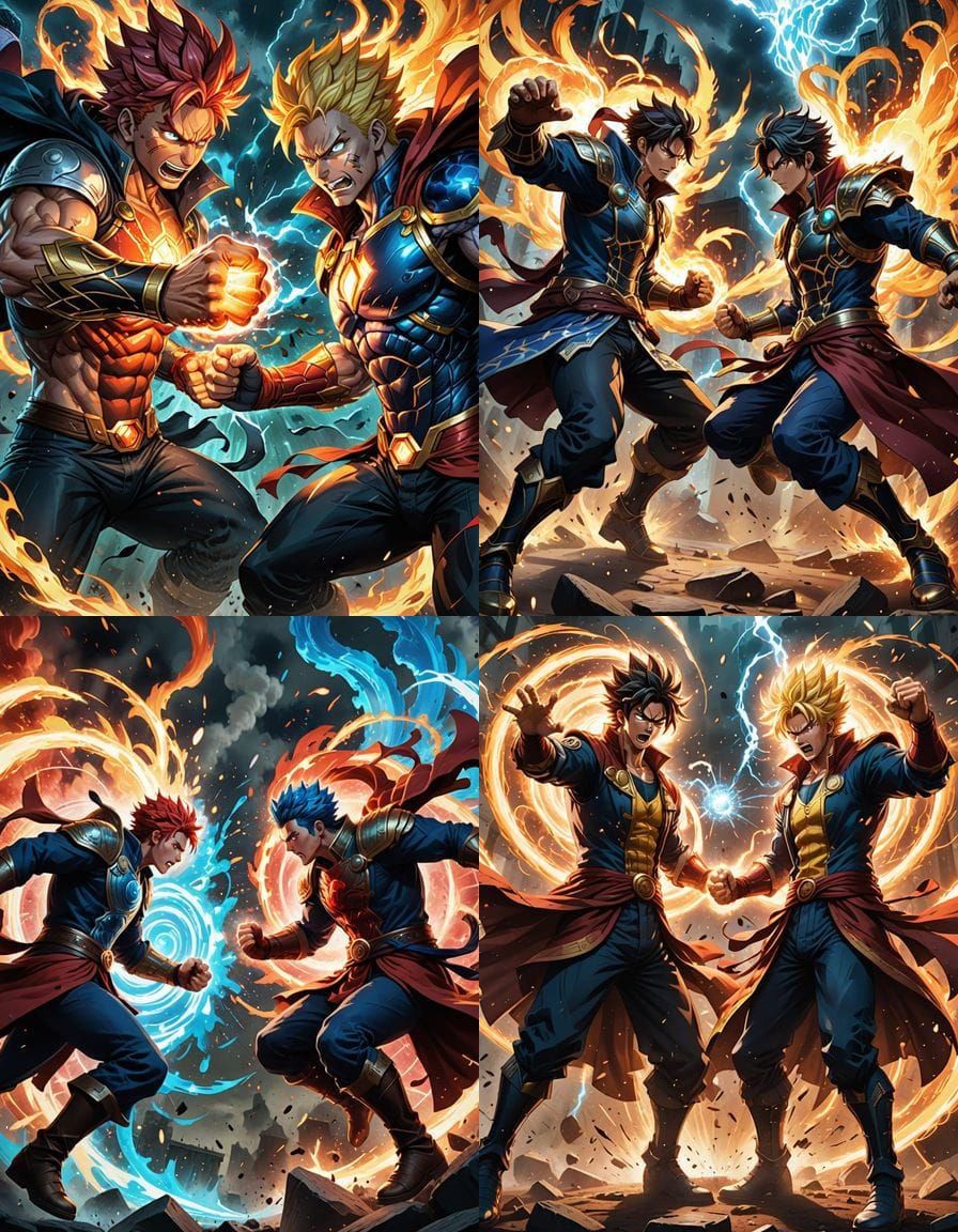 Anime Hero and Villain Power Strike Clash