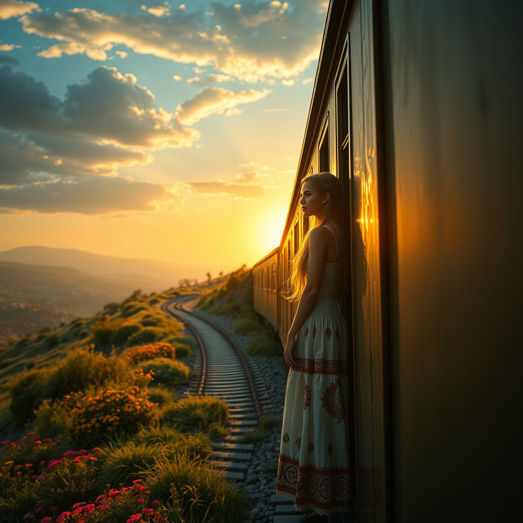 Mystical Train Journey: Fantasy Realism in 8k