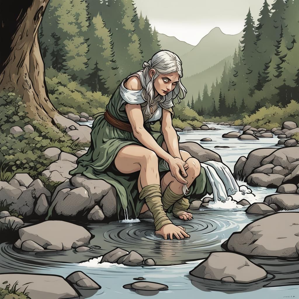 Gnome Druid Foot Washing: Comic Book Art