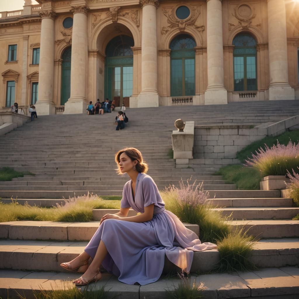 Woman Meditating at Sunrise: Matte Painting