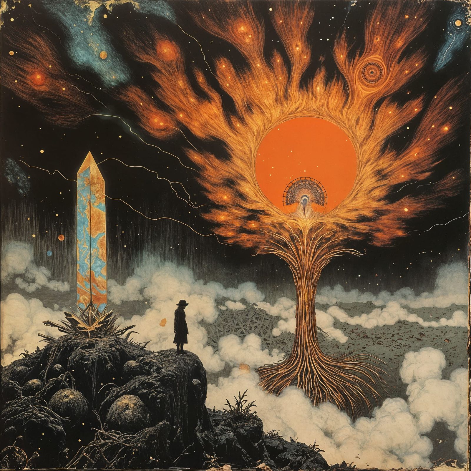 Surreal Landscape with Sky Quakes in Thermal Splash Art Styl...