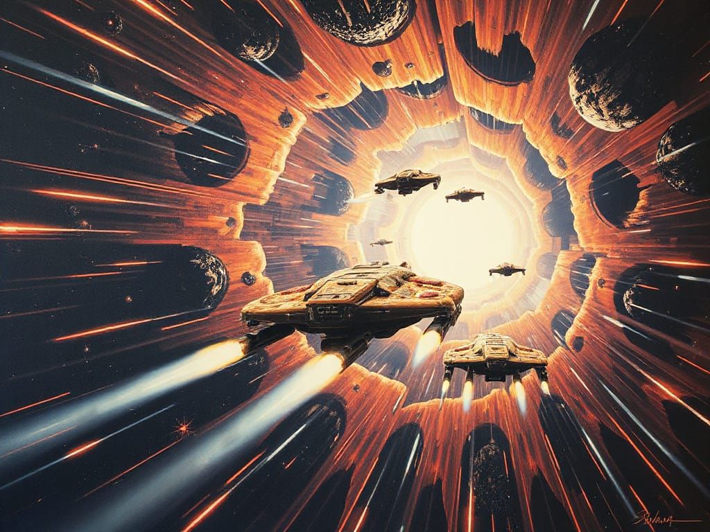 Pizza Spaceships Speeding Through Cosmic Wormhole