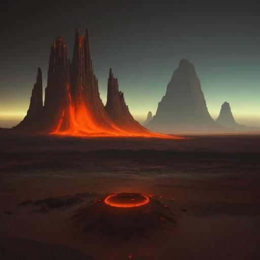 Surreal UFO Station on Mars in Biomechanical Style