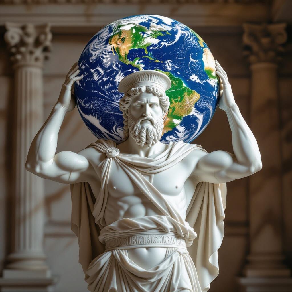 Atlas Statue Carrying Earth in Michelangelo Style