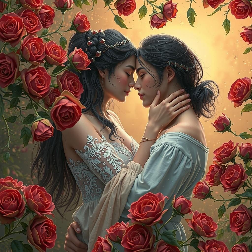 Romantic Embrace in Anime-Inspired 3D Rendering