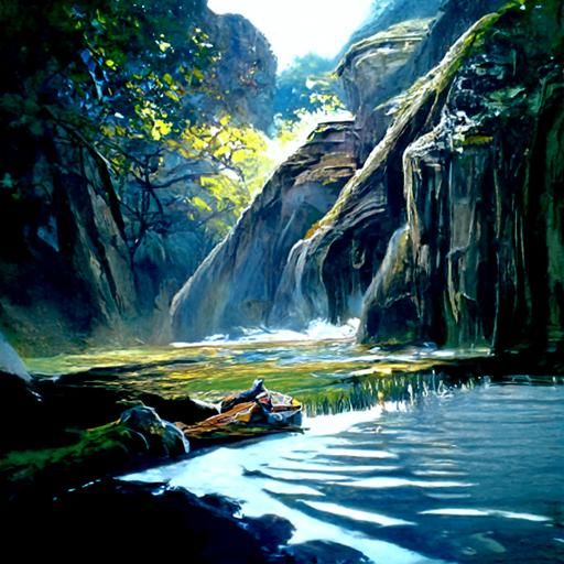 Tranquil Landscape in Oil Painting Style