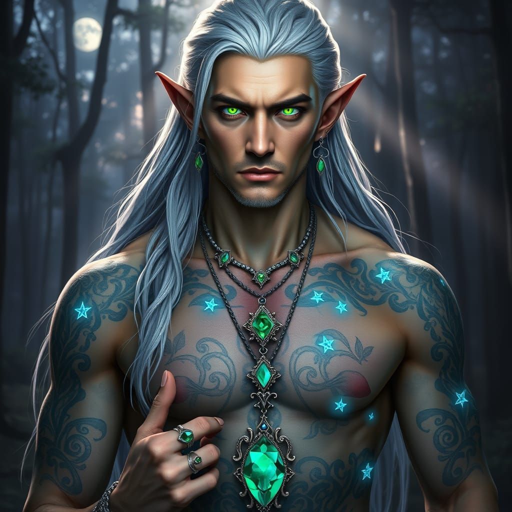 Regal Elven Man in Mystical Forest