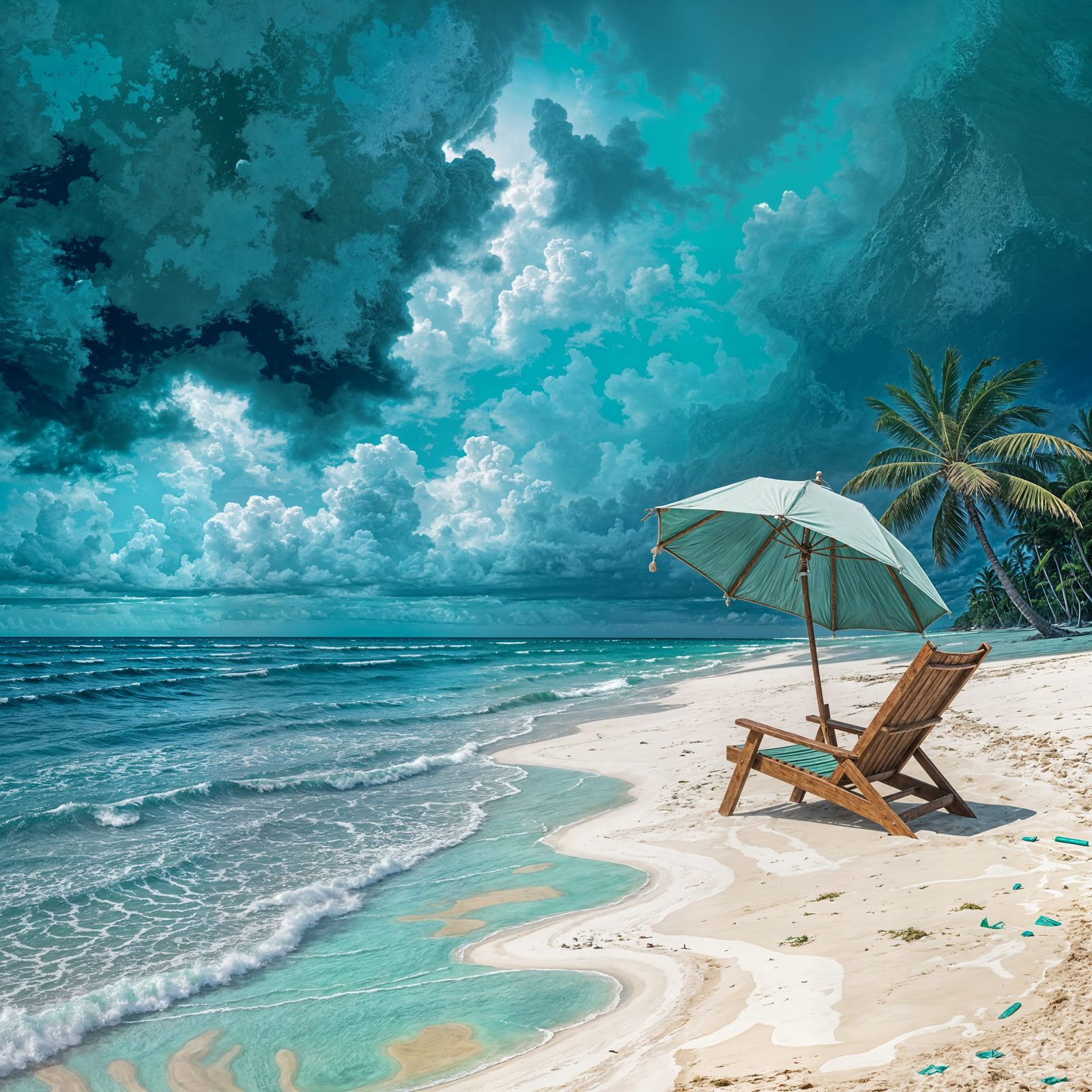 Tropical Beach Approached by Turquoise Storm