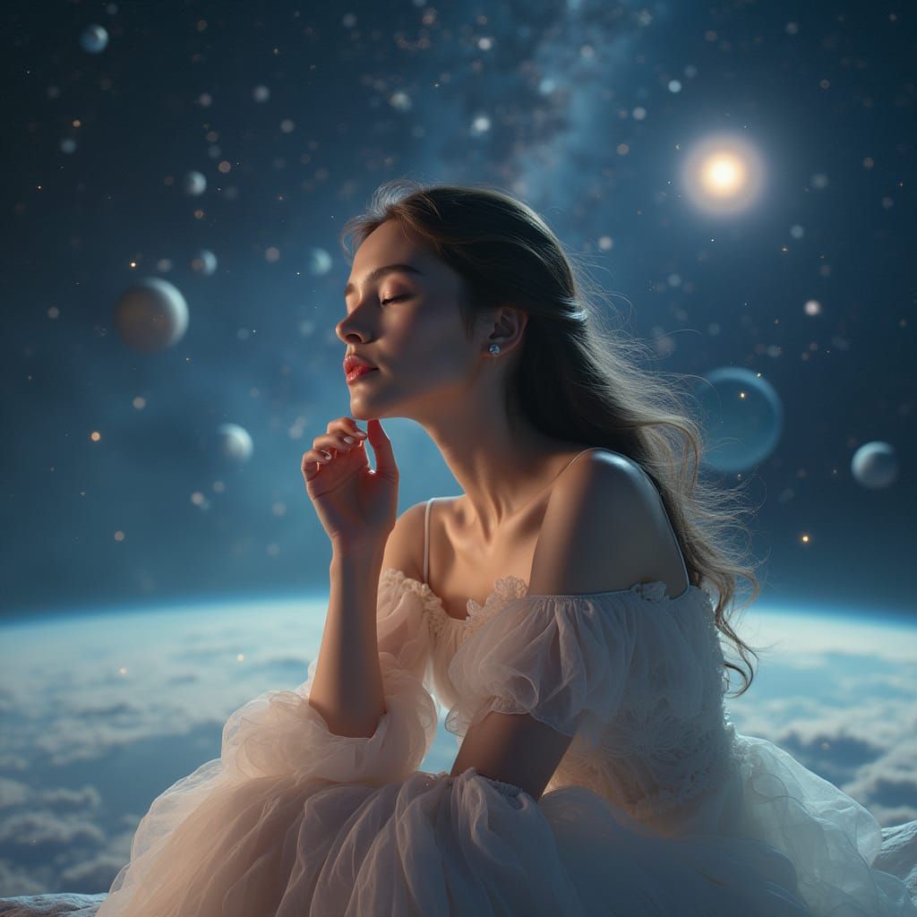 Celestial Woman Portrait in Digital Art Style