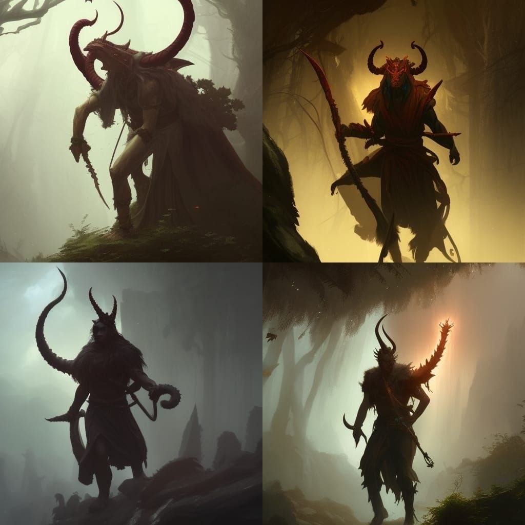 Tiefling Druid in Dark Fantasy Style