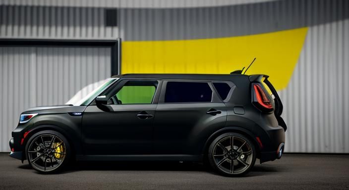 Matte Black Kia Soul Party Limousine with Lightning Paint
