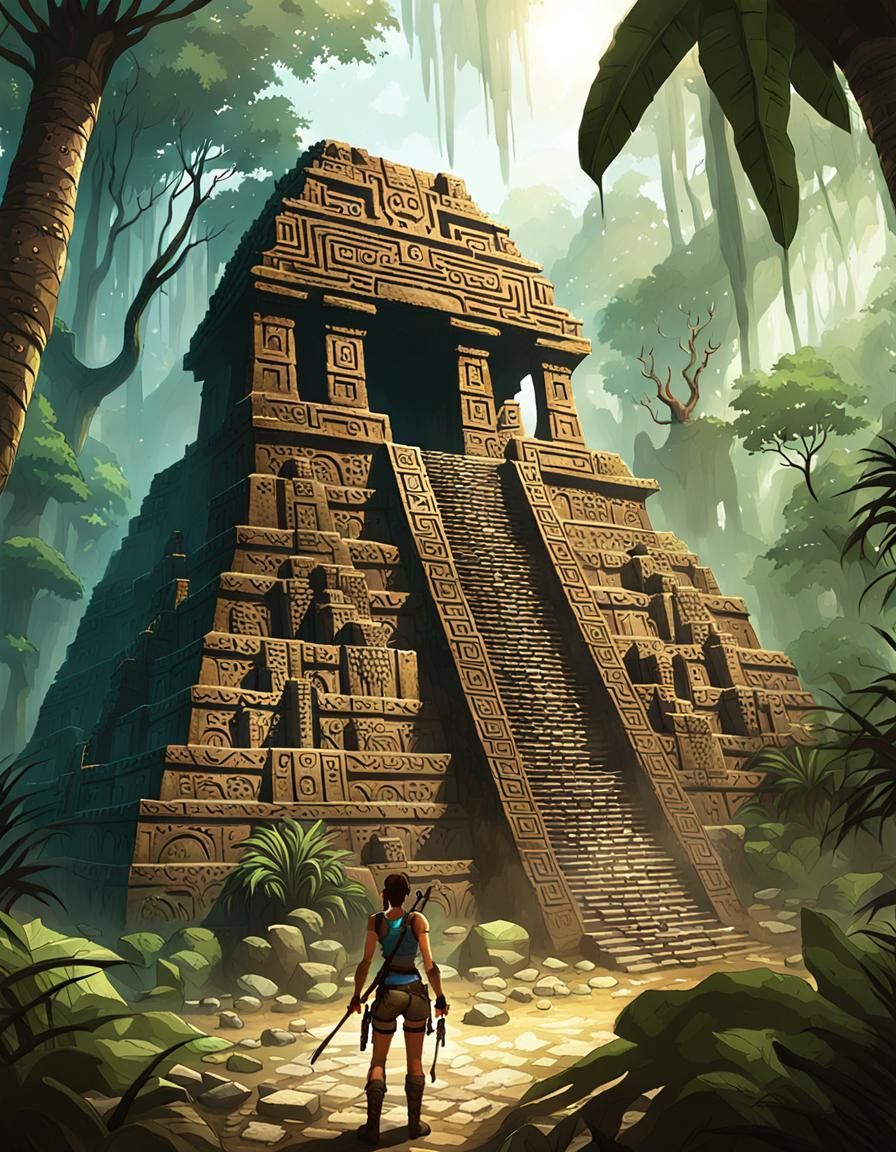 Lara Croft Explores Cursed Aztec Temple Jungle