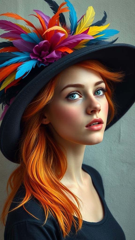 Dreamy Portrait of a Young Woman in Whimsical Colors