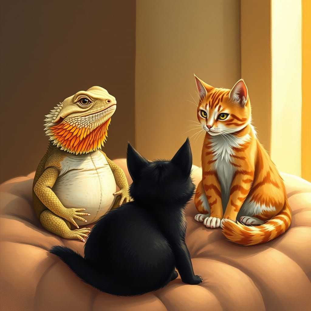 Bearded Dragons and Cats: A Whimsical Encounter