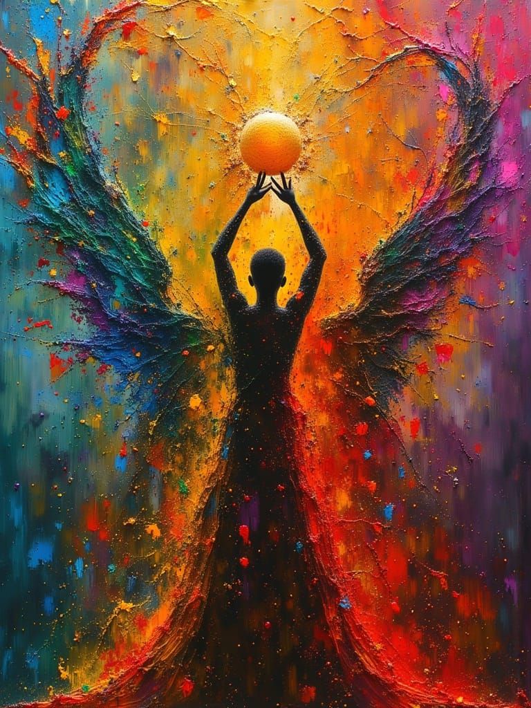 Afrocentric Ancestor Greeting in Dark Oil Paint