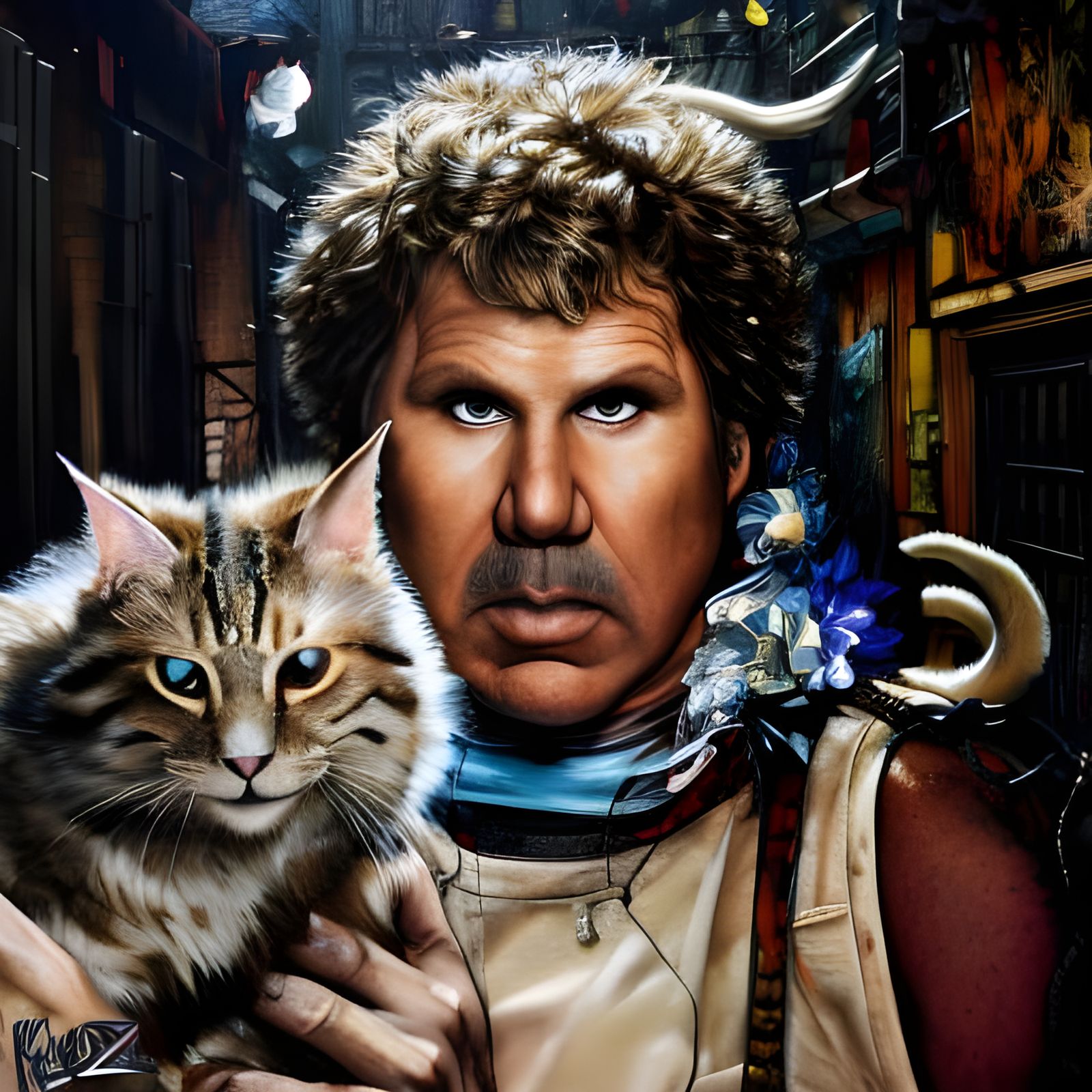 Will Ferrell as Stray Cat in Alleyway Art