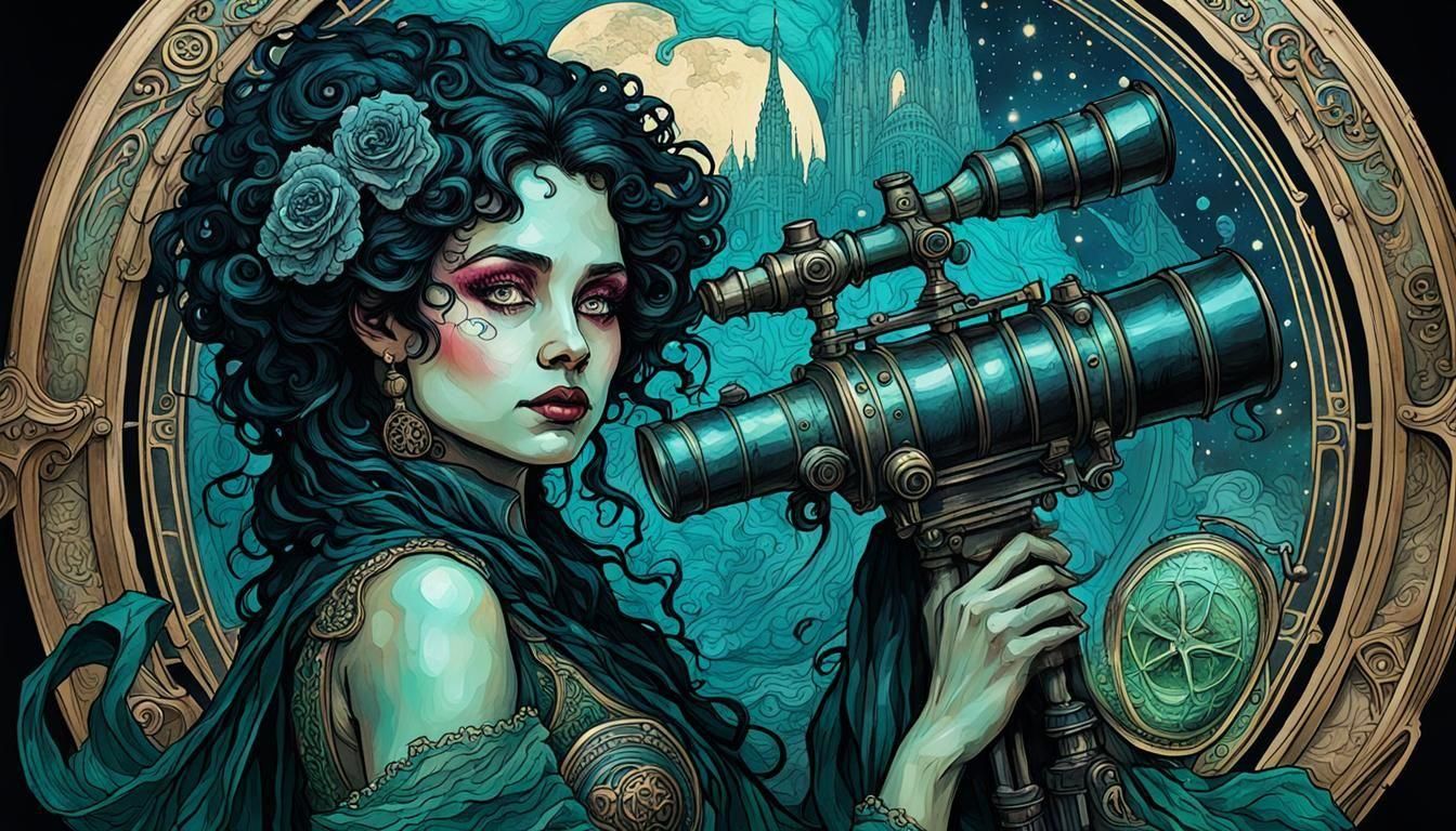 Biopunk Bellatrix Lestrange in Art Nouveau Style