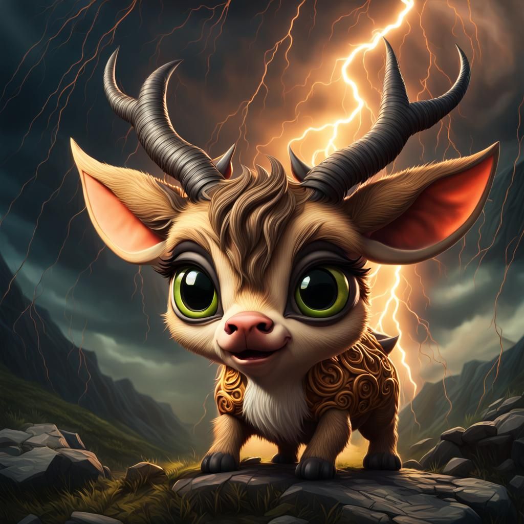 Aggressive Fawn Ogre in Hyperdetailed Dark Fantasy Style